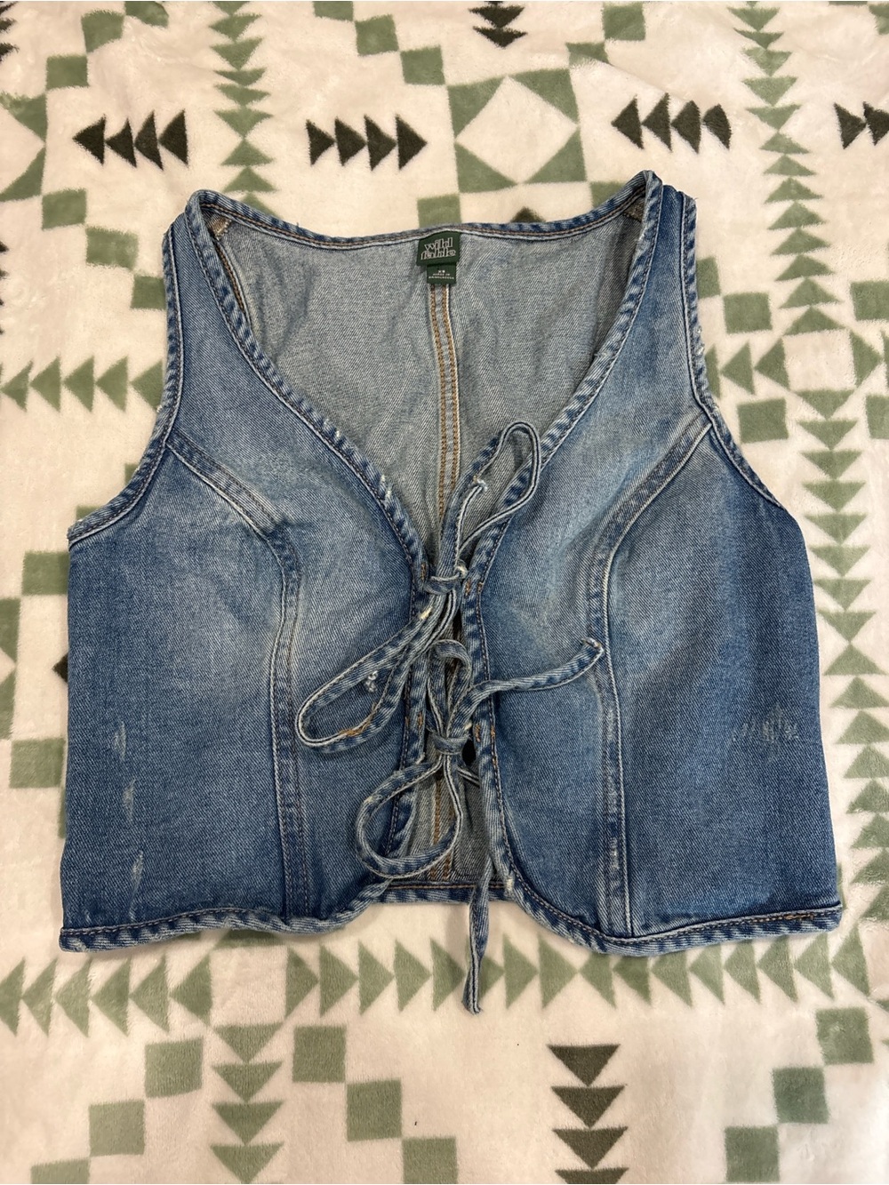 wild fable Light Blue Denim Lace-Up Vest